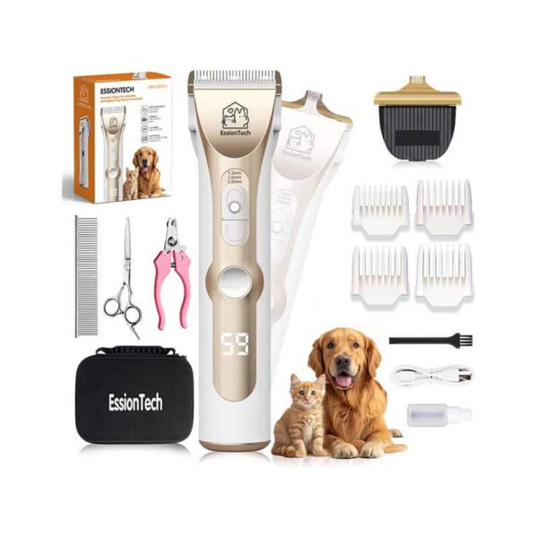 Dog Hair Clippers for Grooming Kit at Home Paw Trimmer Pet Grooming Clippers for Dog Professional Thick Hair Low Noise Cordless Pet Tools for Small & Large Dogs Cats (2in1)